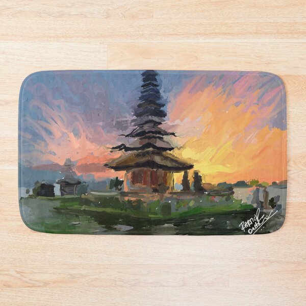 Item preview, Ulun Danu temple Beratan Lake in Bali Indonesia at sunset painting | abstract nature painting  designed and sold by KARTICK DUTTA.