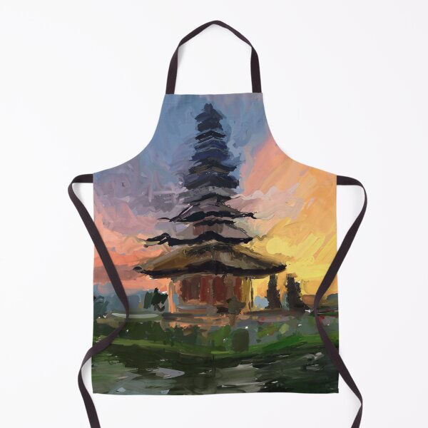 Item preview, Ulun Danu temple Beratan Lake in Bali Indonesia at sunset painting | abstract nature painting designed and sold by KARTICK DUTTA.