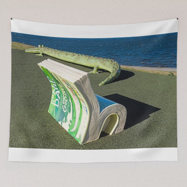 Item preview, A work of art on Cardiff Bay Barrage showing the Enormous Crocodile and the enormous book about it - by Road Dahl, a Cardiff resident who was born here, south Wales designed and sold by Cameranick.