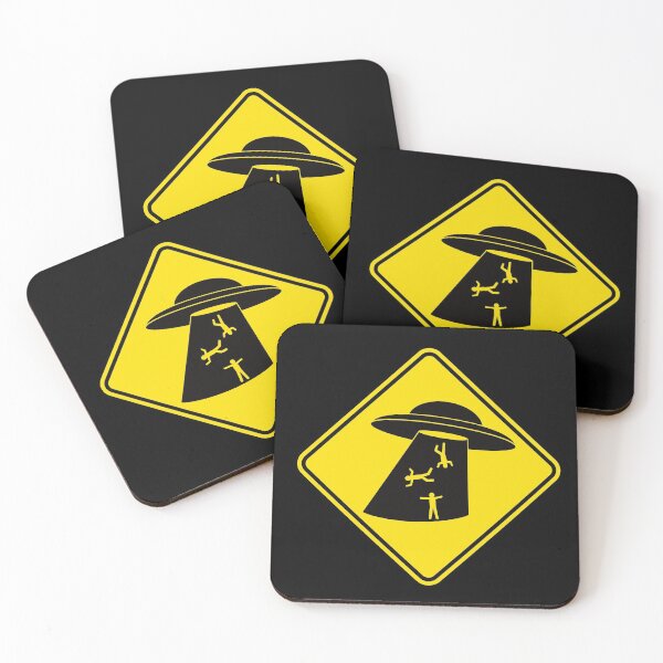 Item preview, Flying Saucer abduction Caution Sign designed and sold by LazyBuffalo.