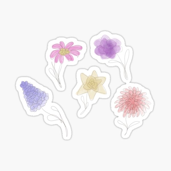 "Pastel flowers sticker pack" Sticker by JanaMJ Redbubble