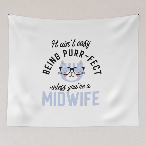 Aperçu de l'œuvre Midwife Cat Gifts for Cat Lovers - It ain't easy being Purr Fect créée et vendue par betternotes.