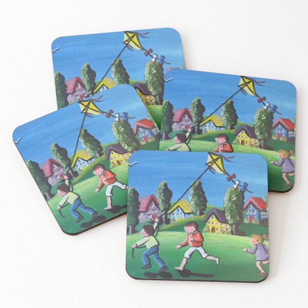 Item preview, Children playing and kite flying designed and sold by Marjansart.