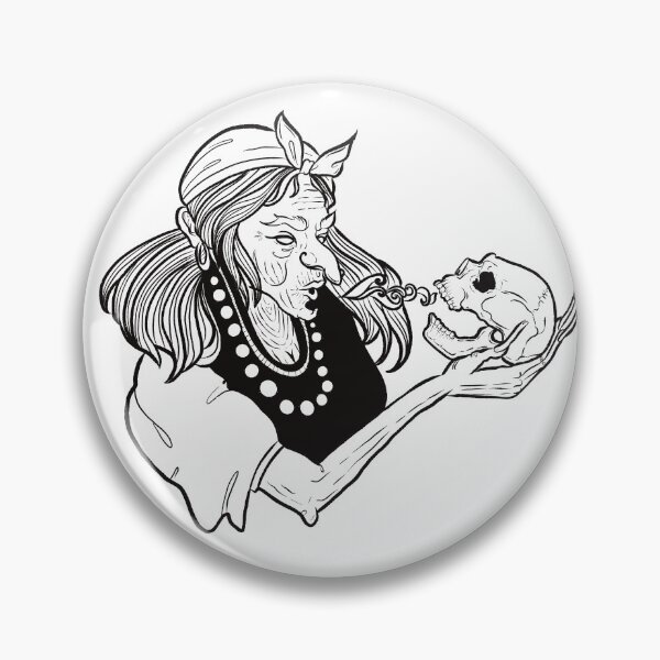 Item preview, Baba Yaga blowing life into a skull designed and sold by Sleepy-Witch.
