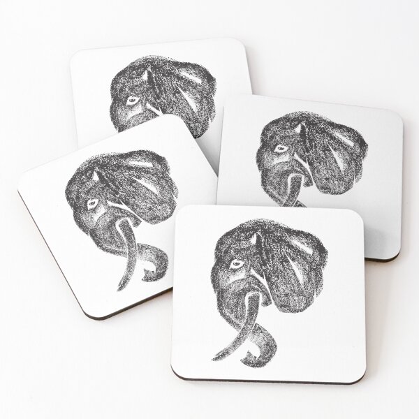 Item preview, Elephant Head Charcoal Hand drawn Illustration designed and sold by Wiggly Lines.
