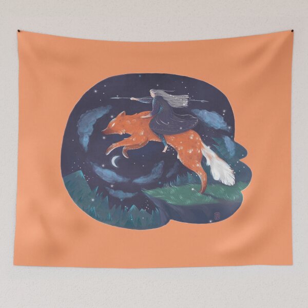Item preview, SILVER FEATHER FOX warrior girl riding a fox Transparent Background designed and sold by morikoMomoko.