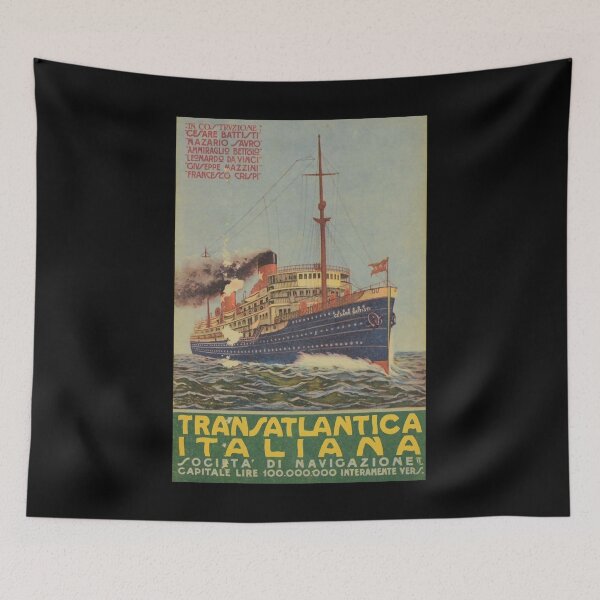 Item preview, retro classic Transatlantica Italiana poster designed and sold by CorasPosters.
