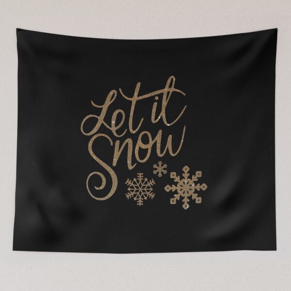 Item preview, Let It Snow Golden Merry Christmas black background designed and sold by oxoxoxo.