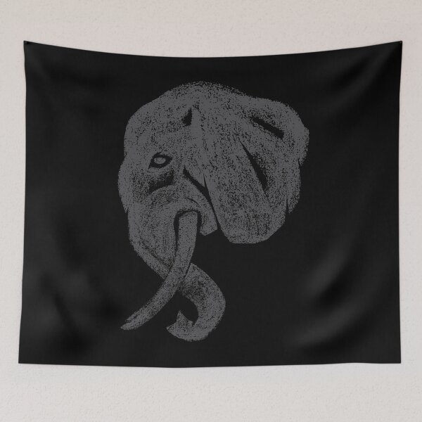 Item preview, Elephant Head Charcoal Hand drawn Illustration Dark Gray designed and sold by Wiggly Lines.