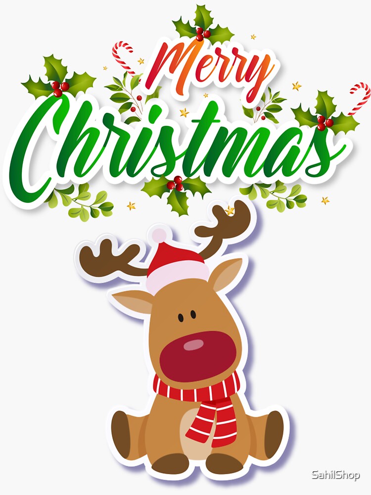 Merry Christmas Sticker For Sale By Sahilshop Redbubble