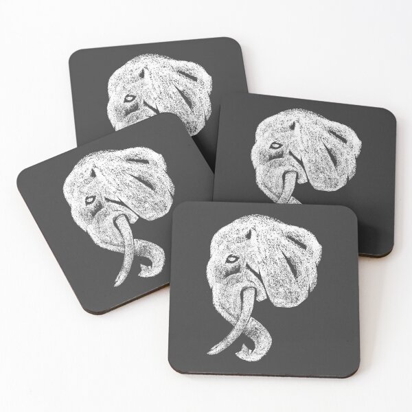 Item preview, Elephant Head Charcoal Hand drawn White Illustration designed and sold by Wiggly Lines.