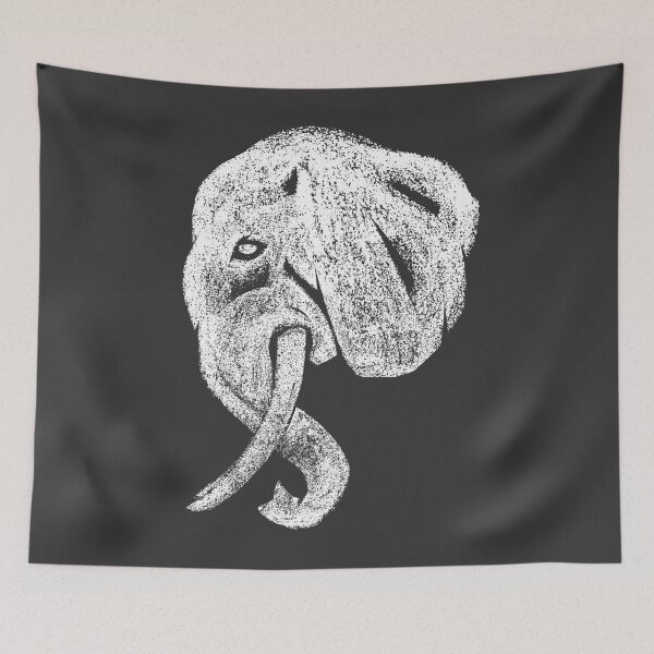 Item preview, Elephant Head Charcoal Hand drawn White Illustration designed and sold by Wiggly Lines.