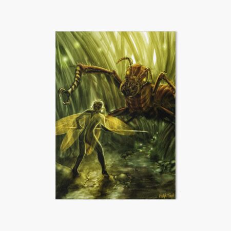 Fairy Confronting a Giant Ant in the Garden, Fantasy Art Board Print