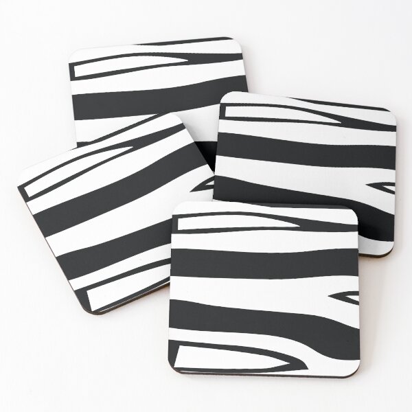 Rayures noires et blanches Dessous de verre (lot de 4)