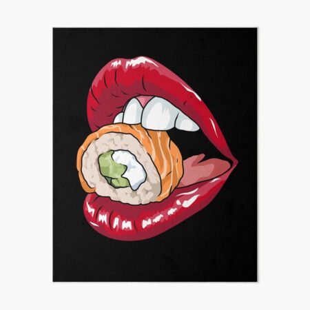 Sushi Gift Women Red Lips Gift Men Raw Fish Japanese Sushi | Art Board Print