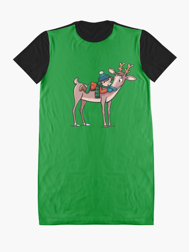 Alternate view of boy rides a reindeer Graphic T-Shirt Dress