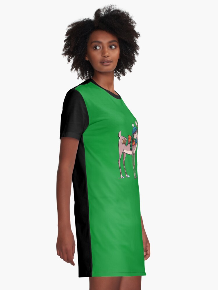 Alternate view of boy rides a reindeer Graphic T-Shirt Dress