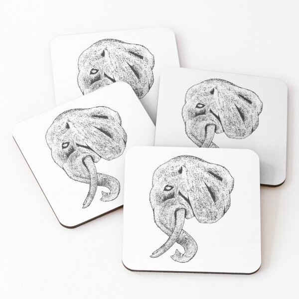 Item preview, Elephant Head Charcoal Hand drawn White Illustration designed and sold by Wiggly Lines.
