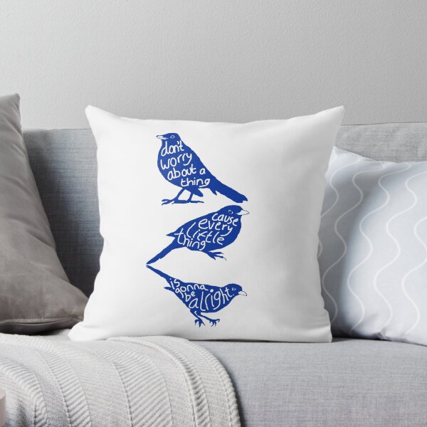 three lil birds. Throw Pillow