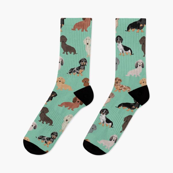 Item preview, Dachshund dog breed pattern dapple merle black and tan coat colors designed and sold by PetFriendly.