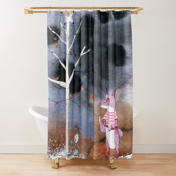Christmas Bathroom Holiday Bathroom Holiday Decor Holiday Shower CHRISTMAS SHOWER CURTAIN Fox Pattern Christmas Fox