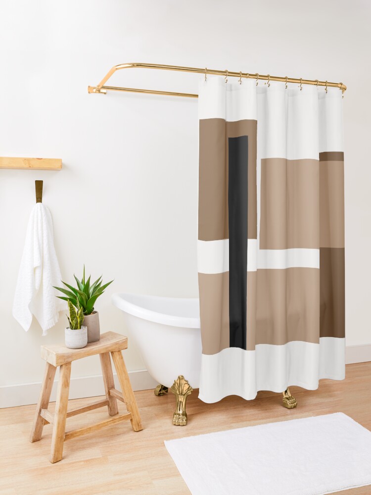 Alternate view of Neutral brown Abstract Shower Curtain