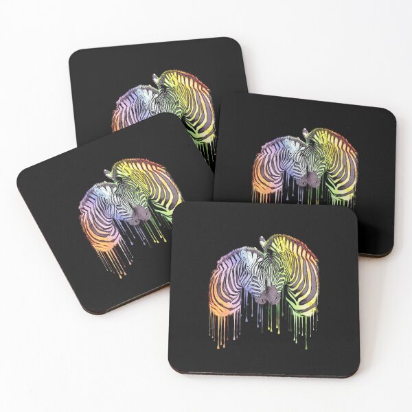 Item preview, Colorful watercolor zebra, dripping rainbow paint, color, zebra print,  animal print, colorful zebra stripes designed and sold by Collagedream.