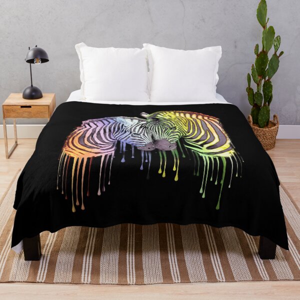 Item preview, Colorful watercolor zebra, dripping rainbow paint, color, zebra print,  animal print, colorful zebra stripes designed and sold by Collagedream.