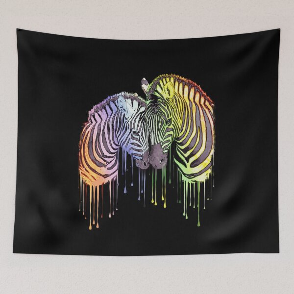 Item preview, Colorful watercolor zebra, dripping rainbow paint, color, zebra print,  animal print, colorful zebra stripes designed and sold by Collagedream.