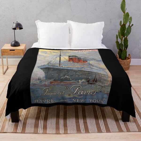 Item preview, retro classic French Line Havre New York poster designed and sold by CorasPosters.