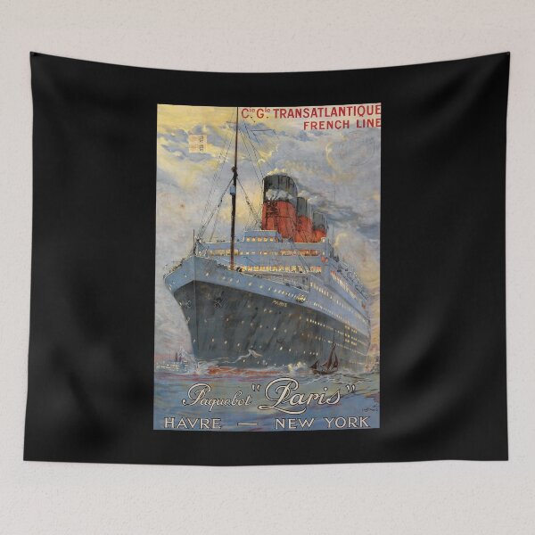 Artikelvorschau, retro classic French Line Havre New York poster entworfen und verkauft von CorasPosters.
