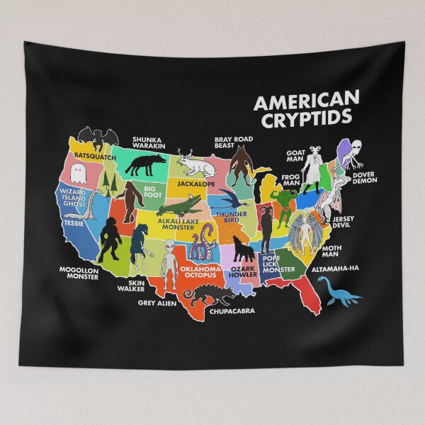 Item preview, Map Of Cryptids In The US designed and sold by whitepaperbag.