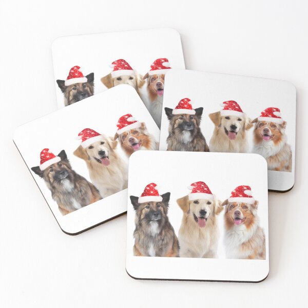 Item preview, Three Christmas dogs with Christmas hats, Merry Christmas designed and sold by Toffy2222.