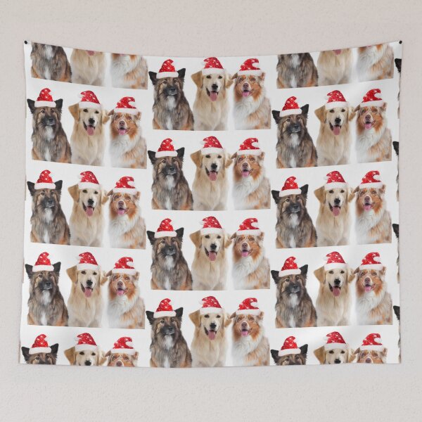 Item preview, Three Christmas dogs with Christmas hats, Merry Christmas designed and sold by Toffy2222.