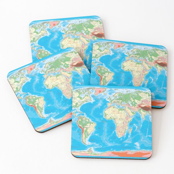 Item preview, World map, topographic map of the world with names of the oceans, seas, Lakes, Rivers, and international boundaries designed and sold by mashmosh.