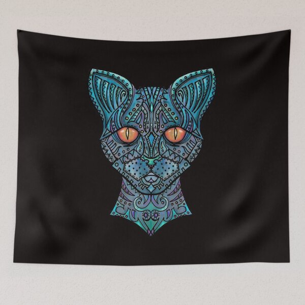 Item preview, Blue tribal Cat designed and sold by xavoblues.