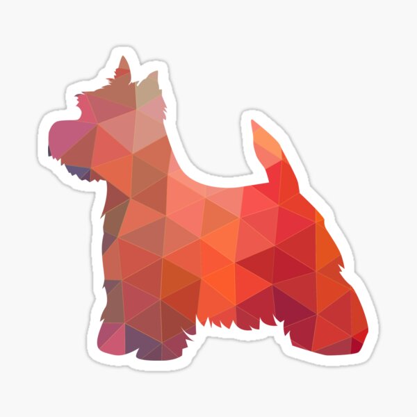 West Highland White Terrier - Westie - Geometric Pattern Silhouette Orange Sticker