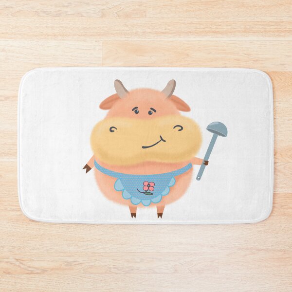 Item preview, Cow with ladle and apron cute fluffy cartoon new year symbol holiday cheerful designed and sold by SychEvaartist.