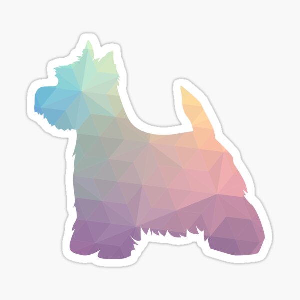 West Highland White Terrier - Westie - Colorful Geometric Pattern Silhouette - Pastel Sticker