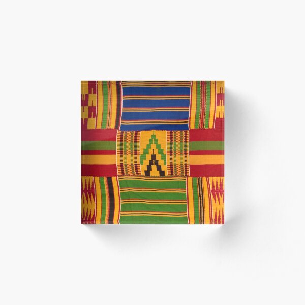 Kente Cloth Textile Pattern Acrylic Block