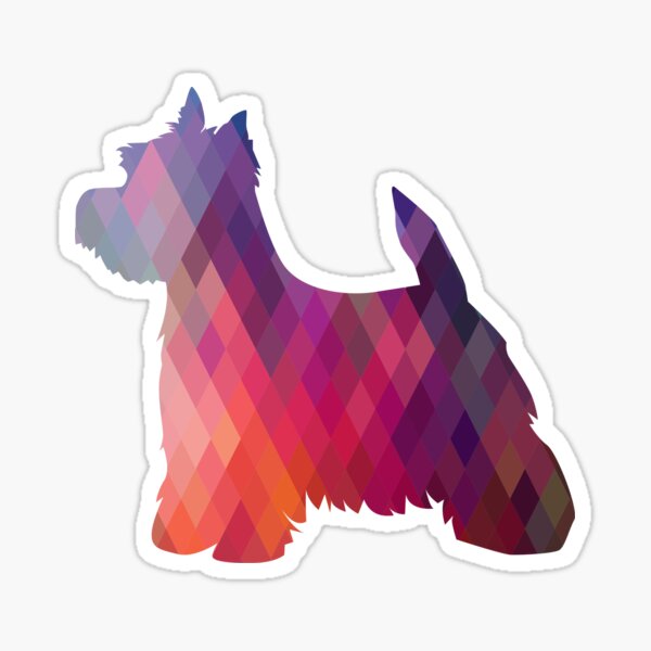 West Highland White Terrier - Westie - Colorful Geometric Pattern Silhouette - Pink Sticker