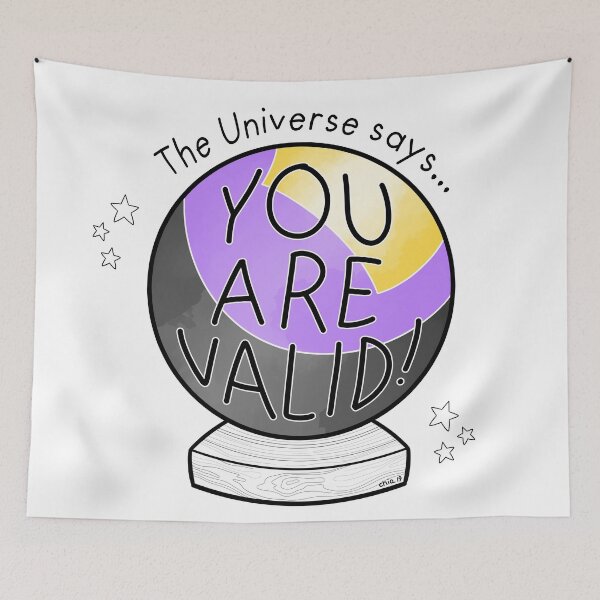 Item preview, Non-binary flag crystal ball - The Universe says... You are valid! designed and sold by Chiara Filincieri.
