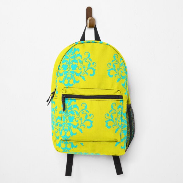 Item preview, Blue damask on yellow designed and sold by tetibright.