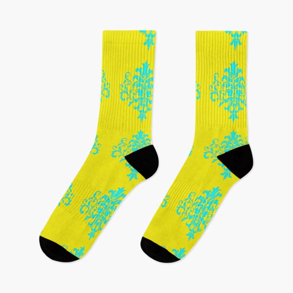 Item preview, Blue damask on yellow designed and sold by tetibright.