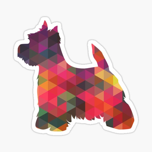 West Highland White Terrier - Westie - Colorful Geometric Pattern Silhouette - Multi Sticker