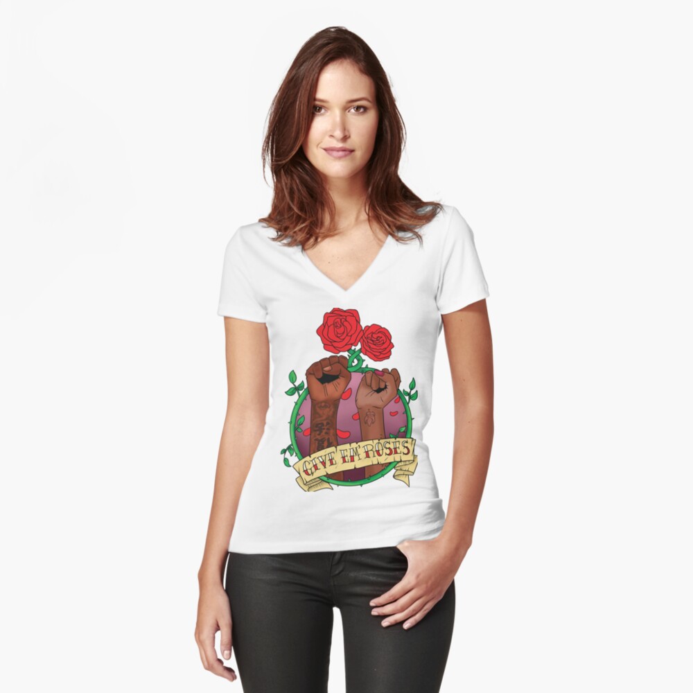 Item preview, Fitted V-Neck T-Shirt designed and sold by CanWeKickIt.