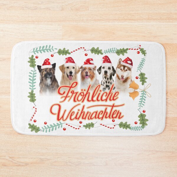 Item preview, Five dogs with Christmas hats, group of dogs wishes a Merry Christmas designed and sold by Toffy2222.