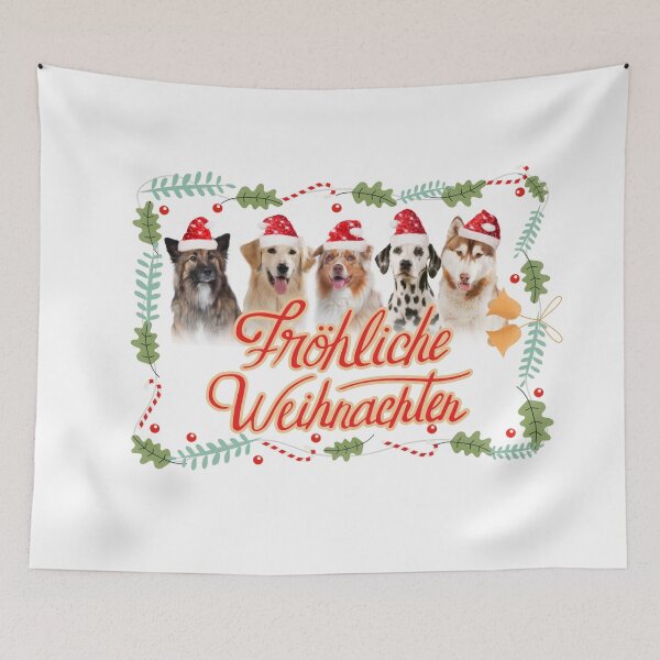 Item preview, Five dogs with Christmas hats, group of dogs wishes a Merry Christmas designed and sold by Toffy2222.