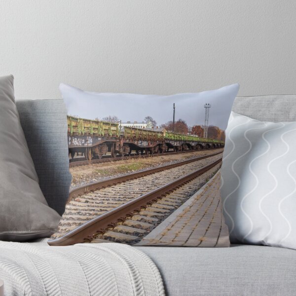 Item preview, Railroad track and chain of old rusty wagons designed and sold by lena-maximova.