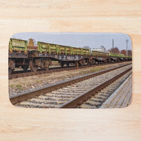 Item preview, Railroad track and chain of old rusty wagons designed and sold by lena-maximova.